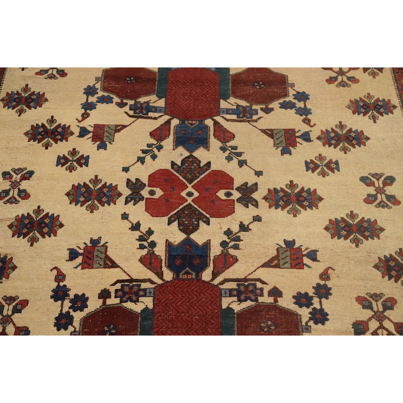 Hand Knotted Oriental 100% Wool Carpet Traditional Geometric Beige & Ivories Sirjan Area Rug - 6' 11'' X 5' 1''