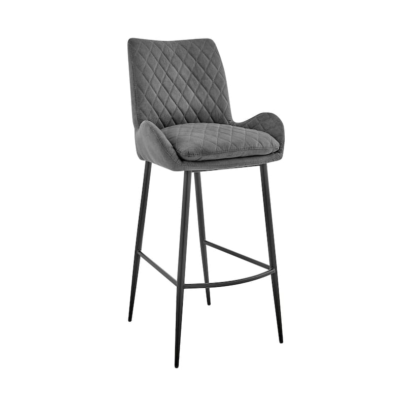 31" Seat Height Charcoal Upholstered Bar Chair with Full Back and Footrest Metal Frame for Kitchen - 42"H x 20"W x 21"D