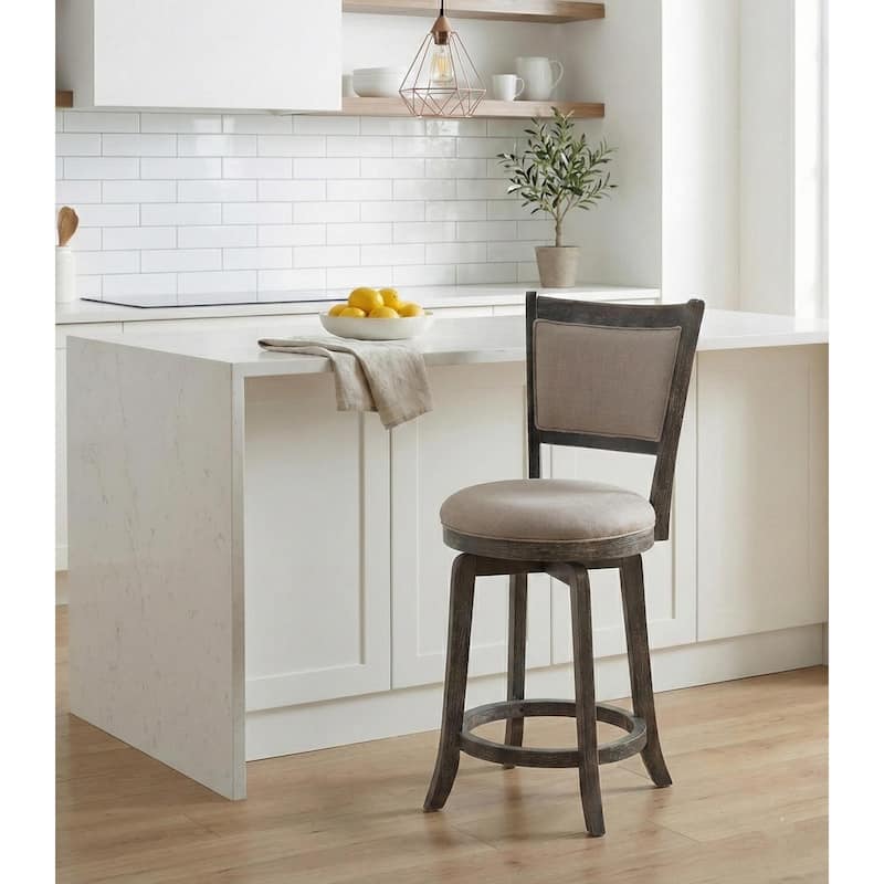 Simple Living French Country 24-inch Solid Wood Counter Height Swivel Bar Stool