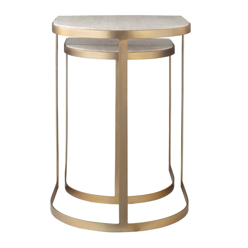 Uttermost Lindon Travertine Nesting Tables Set/2 - 17.25"W x 17.25"D x 24.25"H