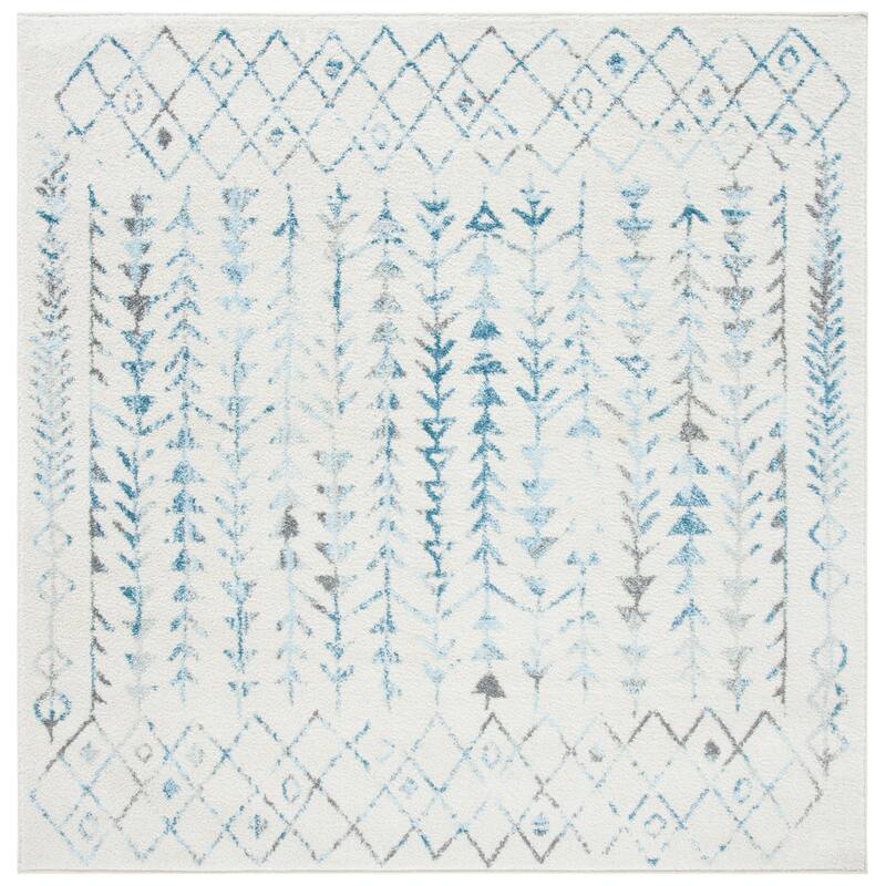 SAFAVIEH Tulum Adda Moroccan Boho Rug - 6'7" Square - Ivory/Turquoise