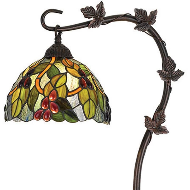 61'' Traditional Bronze Floor Lamp with Green & Yellow Glass Dome Shade - 18.5" x 8.5" x 61"