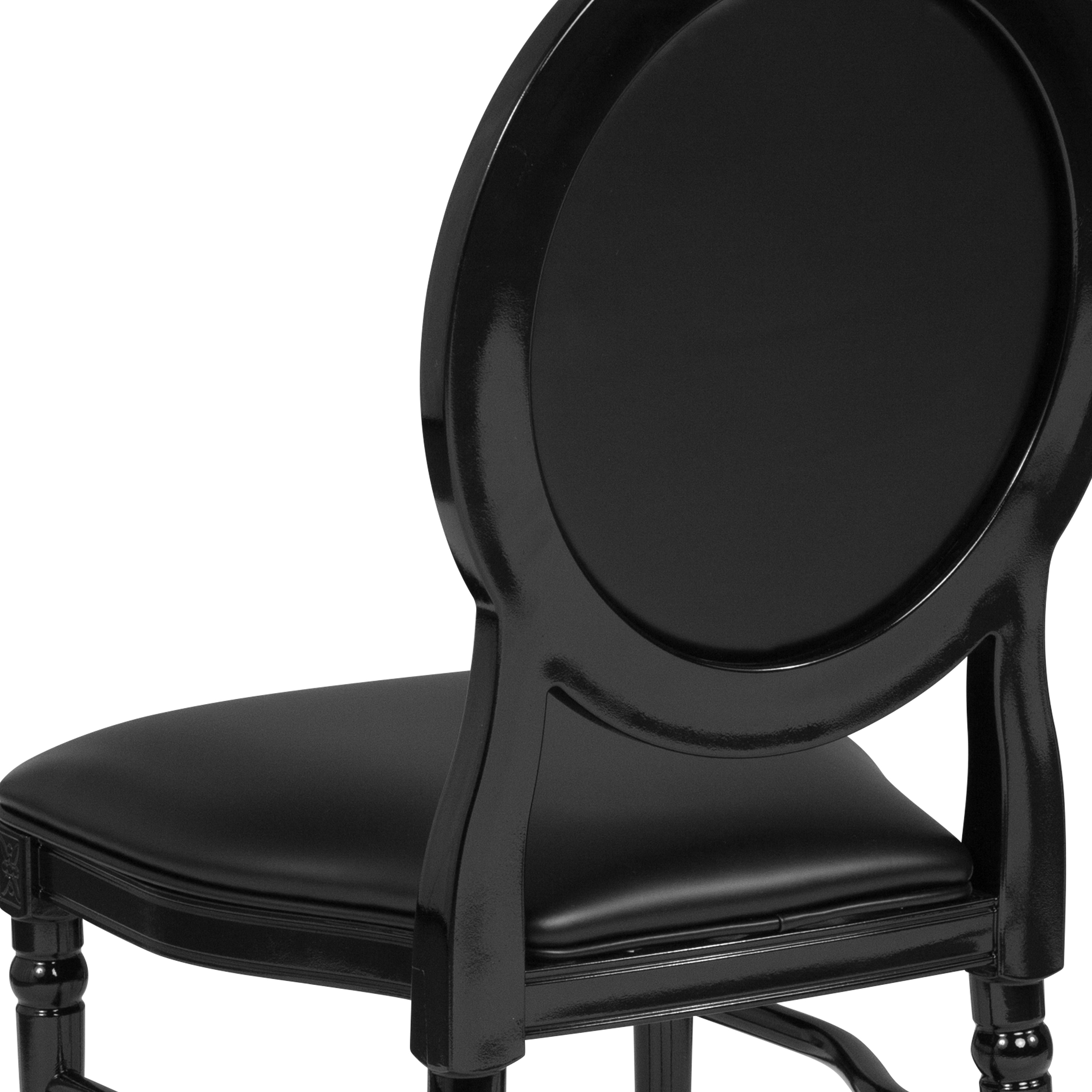 TYCOON Series 900 lb. Capacity King Louis Chair with Transparent Back,  Black Vinyl Seat and Black