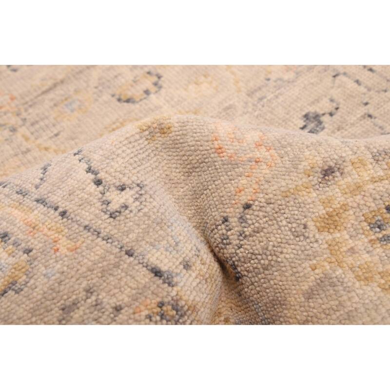 ECARPETGALLERY Hand-knotted Modern Oushak Light Grey Wool Rug - 2'5 x 8'3