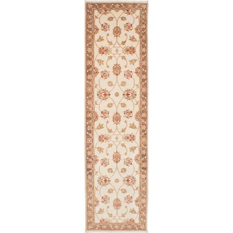 ECARPETGALLERY Hand-knotted Chubi Collection Cream Wool Rug - 2'4 x 9'10