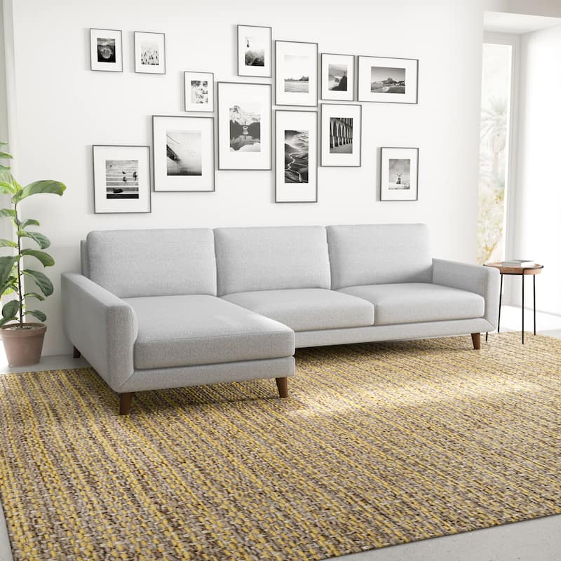 Bellisa Mid Century Modern Living Room Fabric Corner Sectional Couch