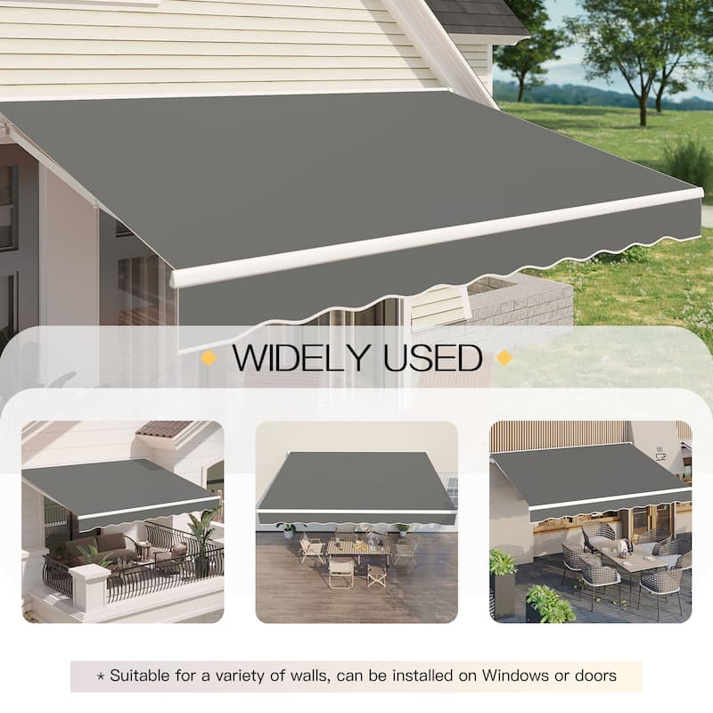 AECOJOY Manual Retractable Patio Awning Outdoor Sunshade Shelter (Cover Only)