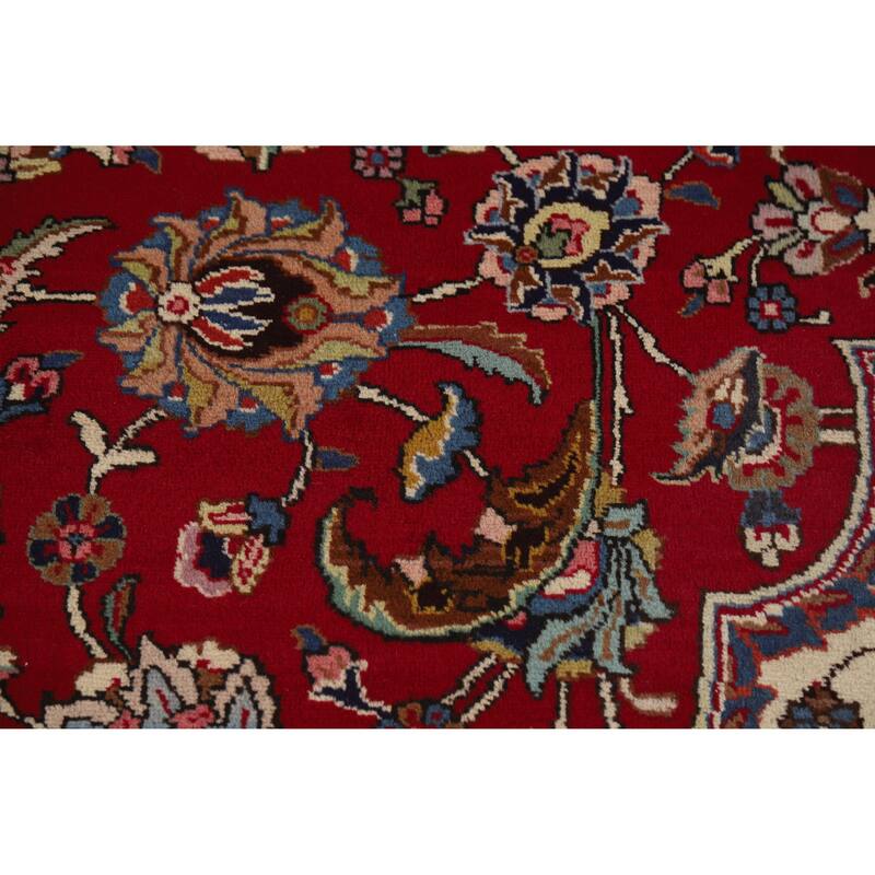Hand Knotted Oriental 100% Wool Carpet Traditional Floral Red Tabriz Area Rug - 16' 10'' X 10' 0''