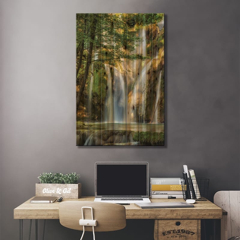 La Cascade Print On Wood by Lars van de Goor - Multi-Color