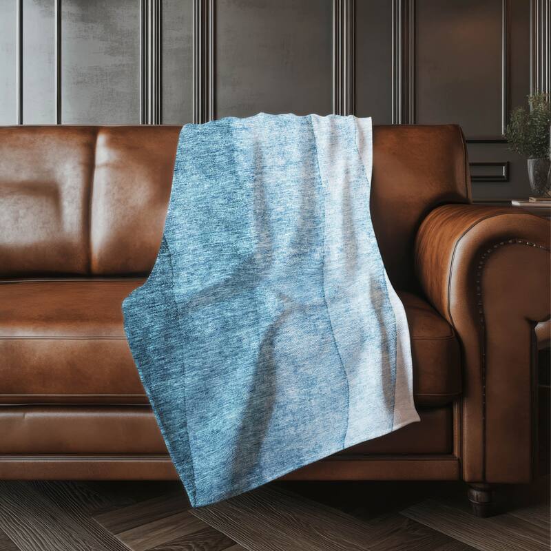 Premium Machine Washable Modern Ombre Sherpa Throw Blanket - Blue - 4'2" x 5'10"