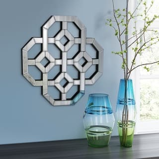 Allan Andrews Wall Mirror with Intersecting Mirrored Lines Design - 20" x 20"