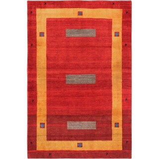 Canvello Silkroad Gabbeh Red And Yellow Rugs - 4' X 6'2
