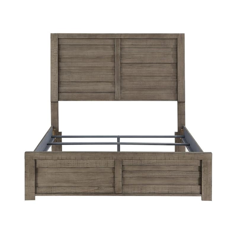 Rustic Style Gray Finish Wooden Panel Bed 1pc