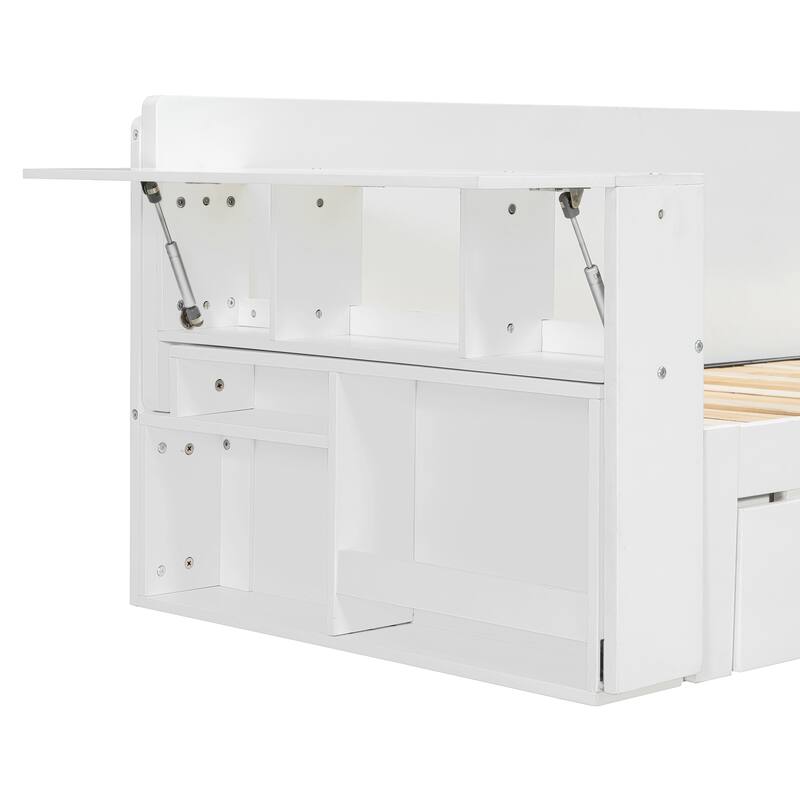 Multifunctional Sofa Bed Convertible Daybed with Removable Integrated Desk/Hydraulic Side Table/Storage Drawers for Small Spaces