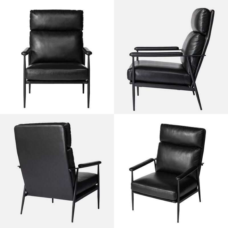 Glitzhome Set of 2 33.75"W Leatherette Armchairs With High Back and Padded Arms - 33.75" W x 39.5" H x 28" D