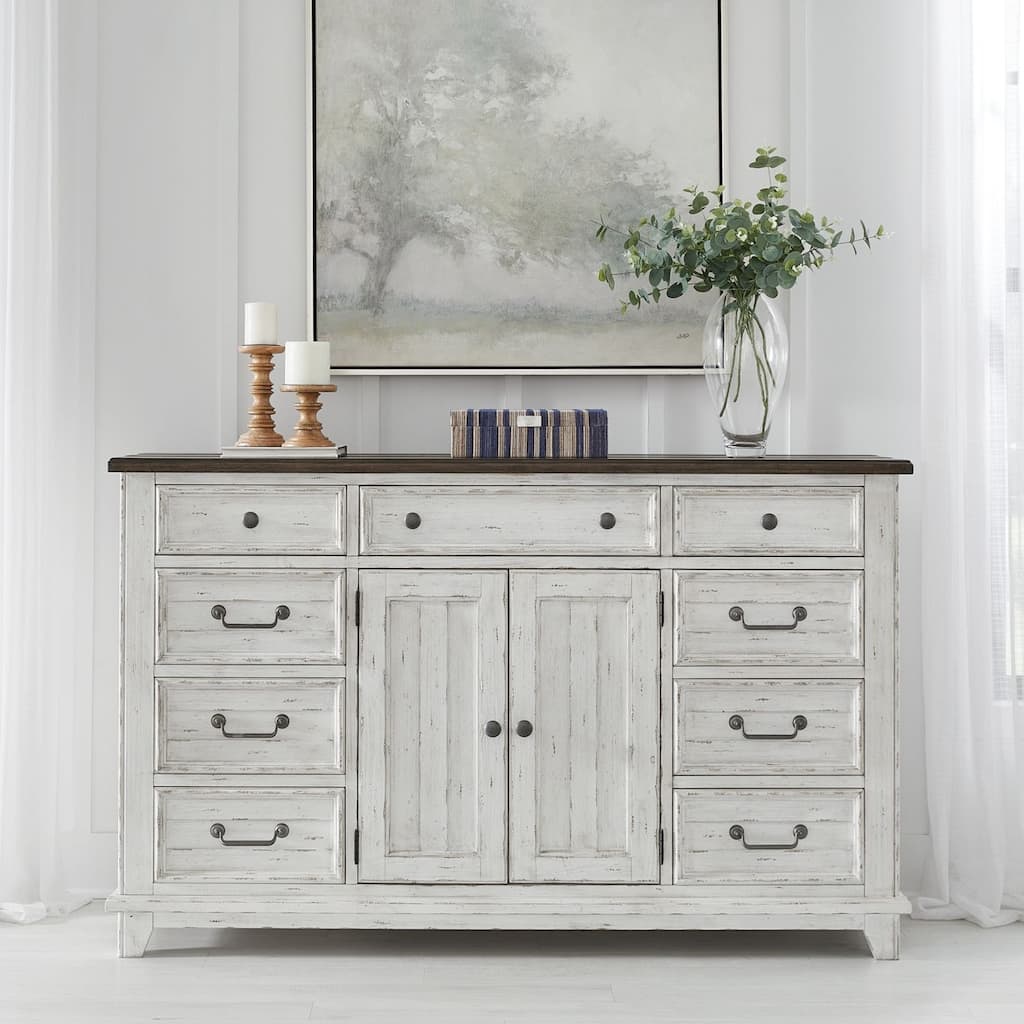 River Place Riverstone White & Tobacco Dresser