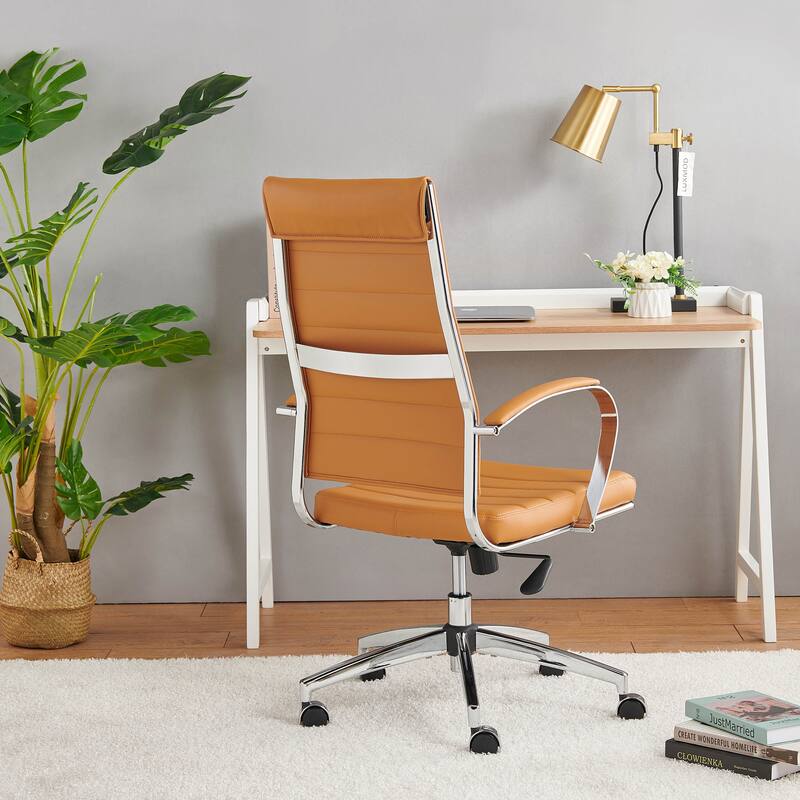LUXMOD® Office Chair Faux Leather Silver Frame Adjustable and Swivel