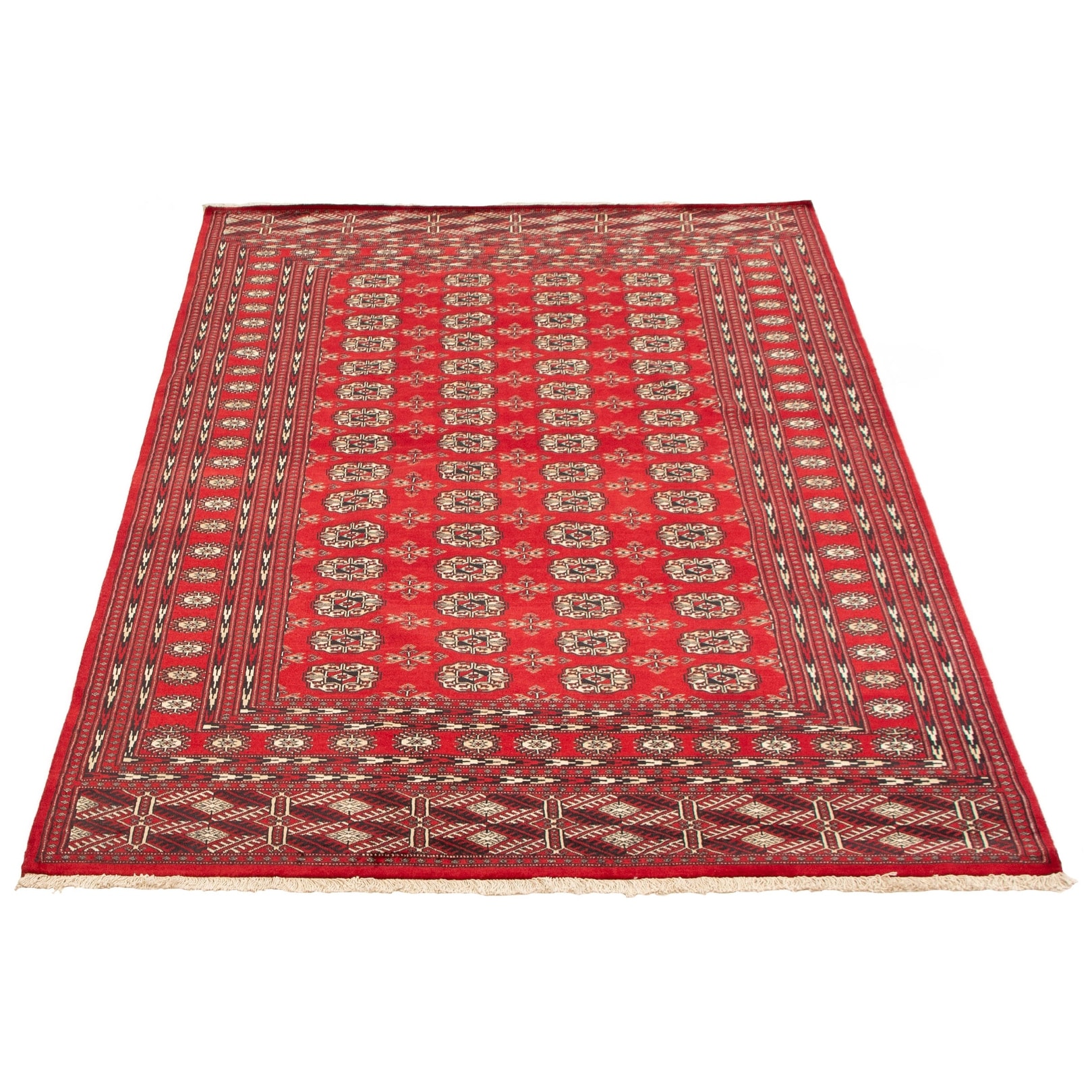 327506 Bedroom Hand-Knotted Wool Rug Finest Peshawar Bokhara Bordered Red Rug 5'7 x 8'2 eCarpet Gallery Area Rug for Living Room