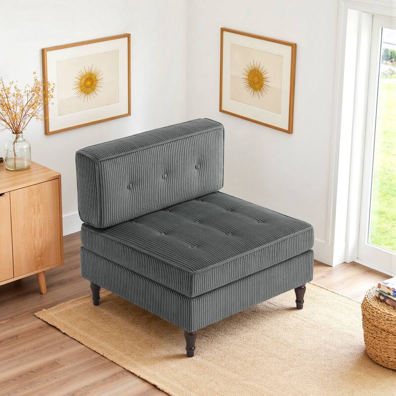 32.57" W Upholstered Corduroy Armless Accent Chair