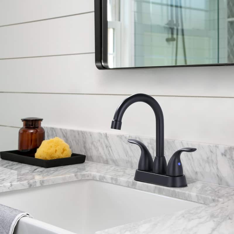 WOWOW 4 in. Centerset Double Handle High Arc Bathroom Faucet