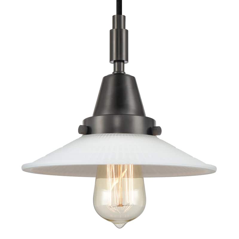 Innovations Lighting 447-1P-G1 Halophane 9" Wide Mini Pendant with - Matte Black