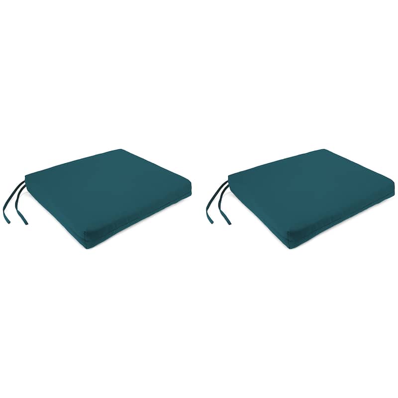 Sunbrella 19" x 17" Outdoor Seat Cushion with Ties - Set of 2 - 19" W x 17" L x 2" H - Dupione Sea