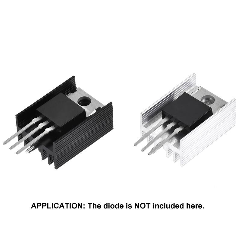 TO-220 Aluminum Heatsink Kit for MOSFET Transistor Diodes with a Pin - Black,Silver Tone