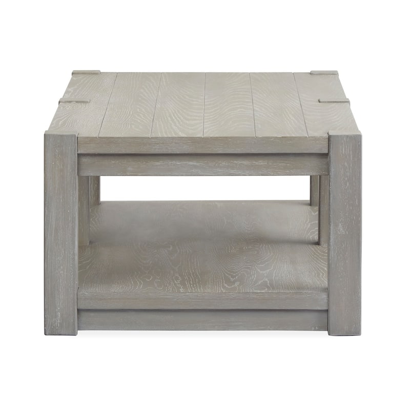 Magnussen Home Burgess Calico Grey Rectangular Shelf Cocktail Table With Casters - 60''W x 28''D x 18.13''H