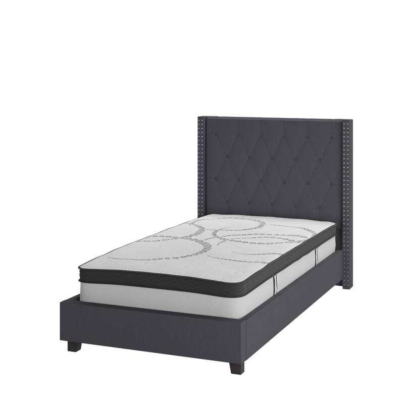 Tufted Platform Bed with 10 Inch Pocket Spring Mattress