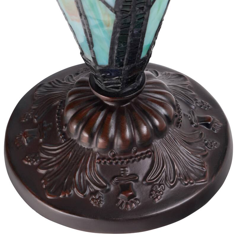 Halston River of Goods Double Lit Stained Glass 24.5-Inch Table Lamp - 18" X 18" X 24.5"
