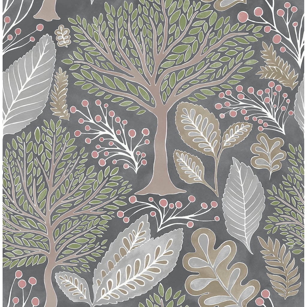 Advantage Kiah Grey Forest Wallpaper