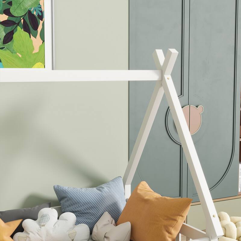 Tent-shaped Floor Bed - White