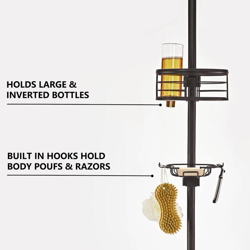 Utopia Alley Rust-Resistant Tension Pole Shower Caddy, 3 Baskets & Soap Tray Shelf