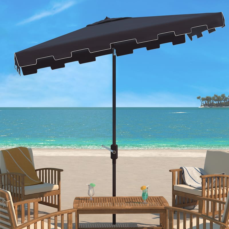 SAFAVIEH Outdoor Reneta 6.5 x 10 Ft Rectangle Market Umbrella