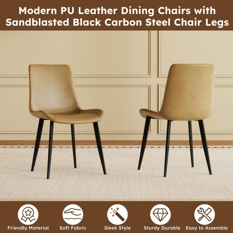 Brown Side Chair Reception Chair Meeting Room Chair Kitchen Chair Leather Armless Chair with Metal Legs