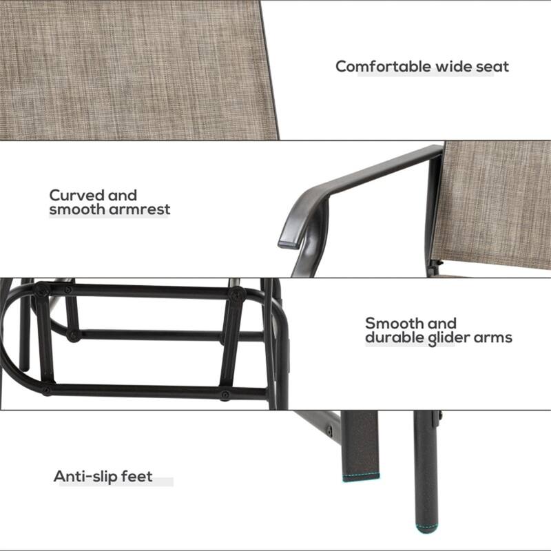 Two-Piece Outdoor Glider Chair Set with Breathable Mesh Seats and Smooth Gliding Frame - 25.5" W x 27.75" D x 36.25" H