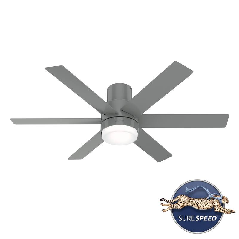 Hunter Mathers Low Profile Ceiling Fan with LED Light, Handheld Remote Modern Contemporary, Transitional