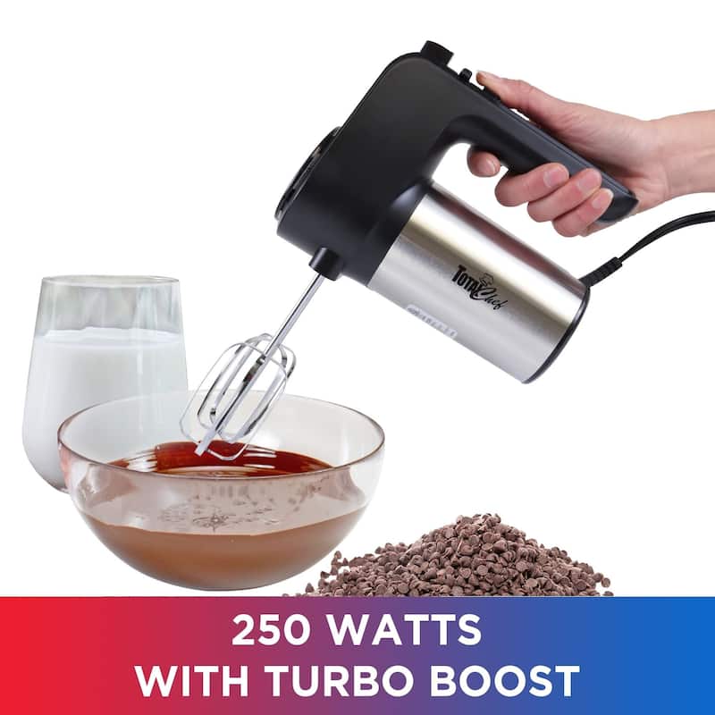 Total Chef 6-Speed Hand Mixer, 250W, Turbo Boost, Black Silver