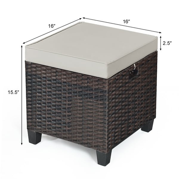 Outdoor Cushioned Rattan Wicker Ottomans (Set of 2) Bed Bath & Beyond