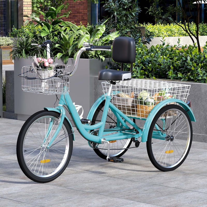 Adult Tricycle 3 Wheel Bikes 7 Speed Trike Bike - 26 - Green