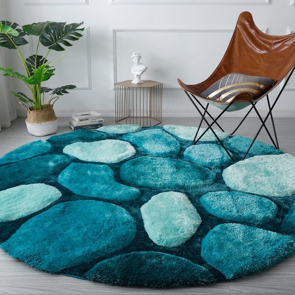 MDA Rugs Mateos Shag Blue Stone Contemporary Area Rug - Bed Bath ...