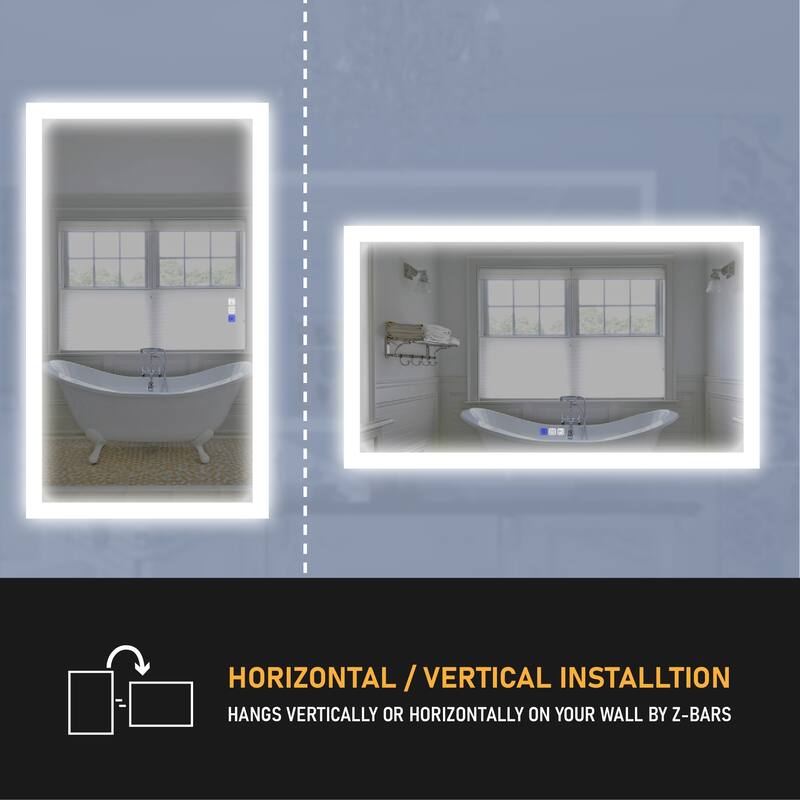 Bathroom Wall Mounted Frameless LED Mirror Super Bright Light With Anti-Fog (Horizontal/Vertical)
