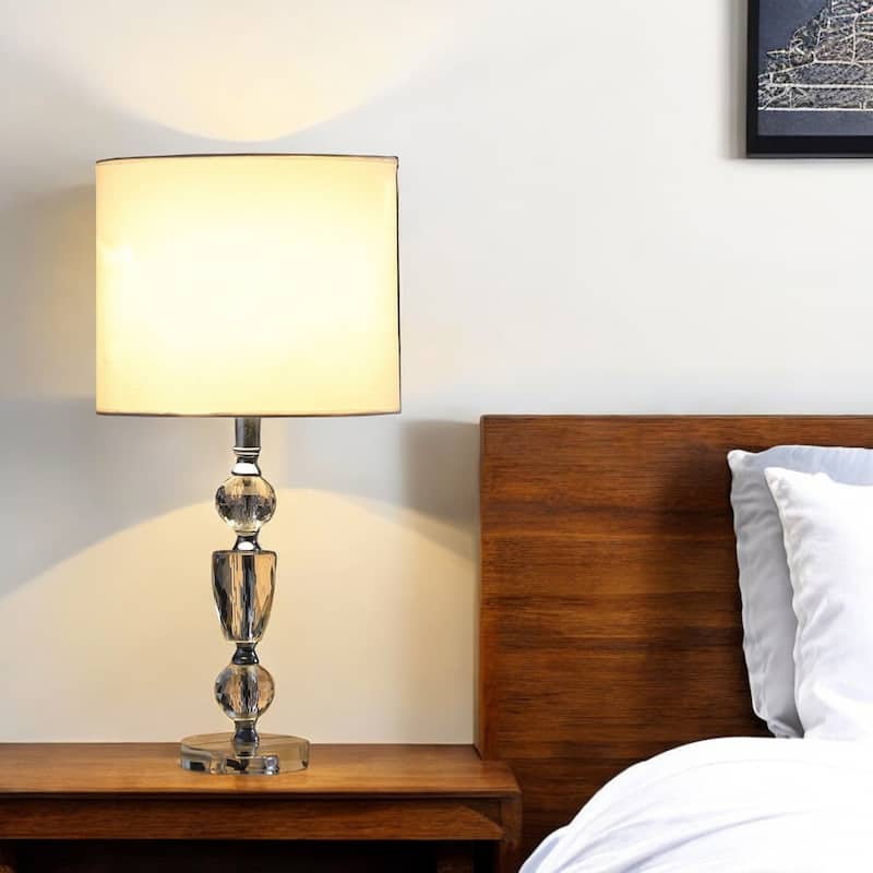 24 Inch Faux Crystal and Metal Table Lamp for Office and Living Room - 11.50" x 11.50" x 23.50"