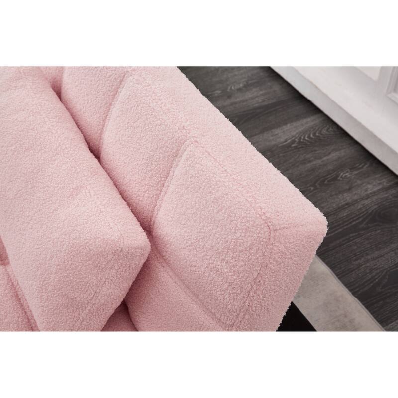 Convertible Sofa Bed with Teddy Fabric, Freely Configurable Sections