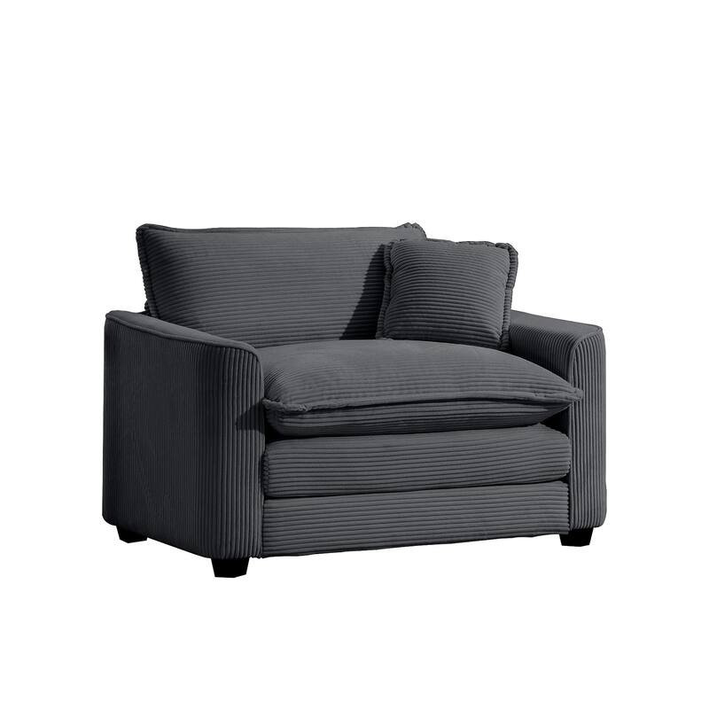 Single Chair Deep Seat Sofa With Footstool for Living Room and Bedroom