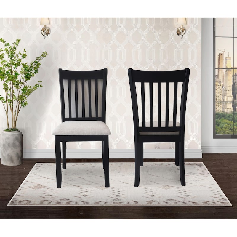 Set of 2 White Finish Dining Room Chairs with Cushioned Seats