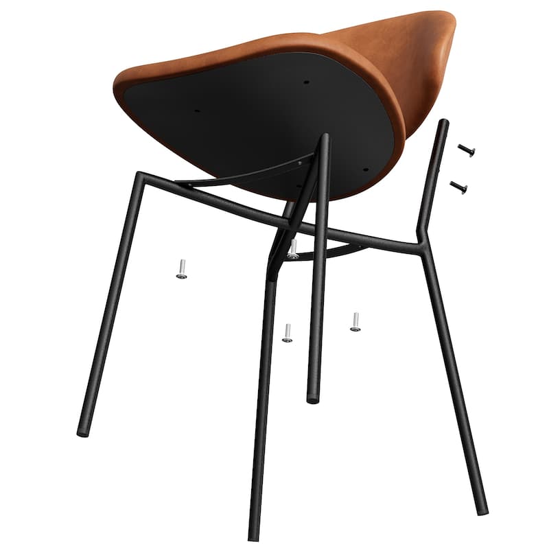 PU Leather Upholstered Dining Chairs with Curved Backrest (Set of 4 )