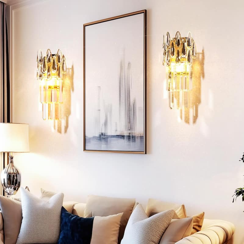 Wall Sconces Lamp Wall Mounted Lighting Crystal Light Fixtures with Three Lights Colors