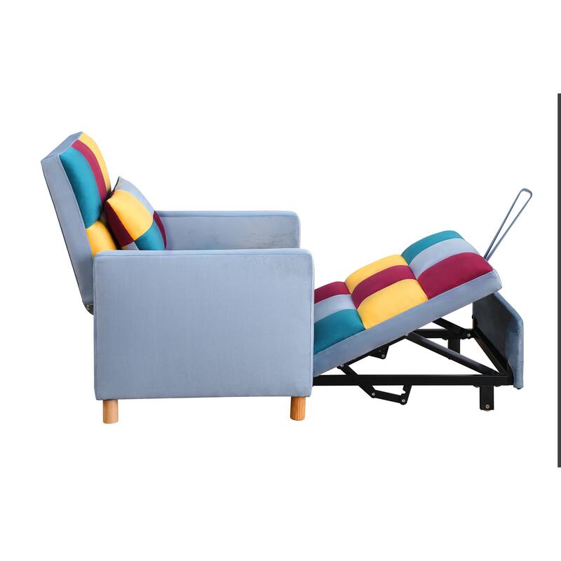 Convertible Rainbow Chair Bed w/ Pullout Bed Chaise Lounges, Pillow