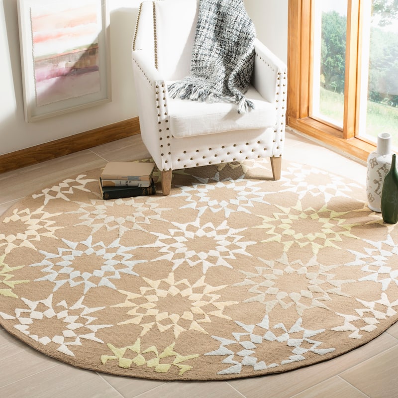 Martha Stewart by SAFAVIEH Quilt Cotton Rug - 6' Round - Pebble/Grey